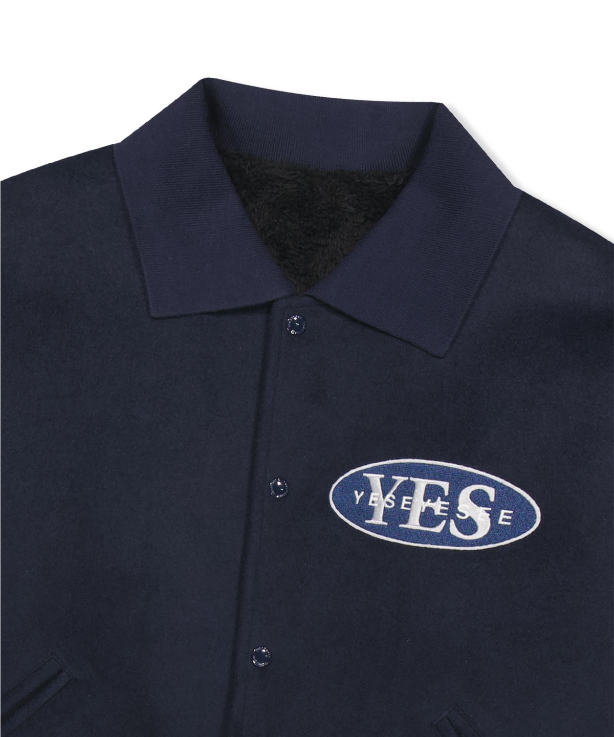 예스아이씨(YESEYESEE) Poker Varsity Jacket Navy