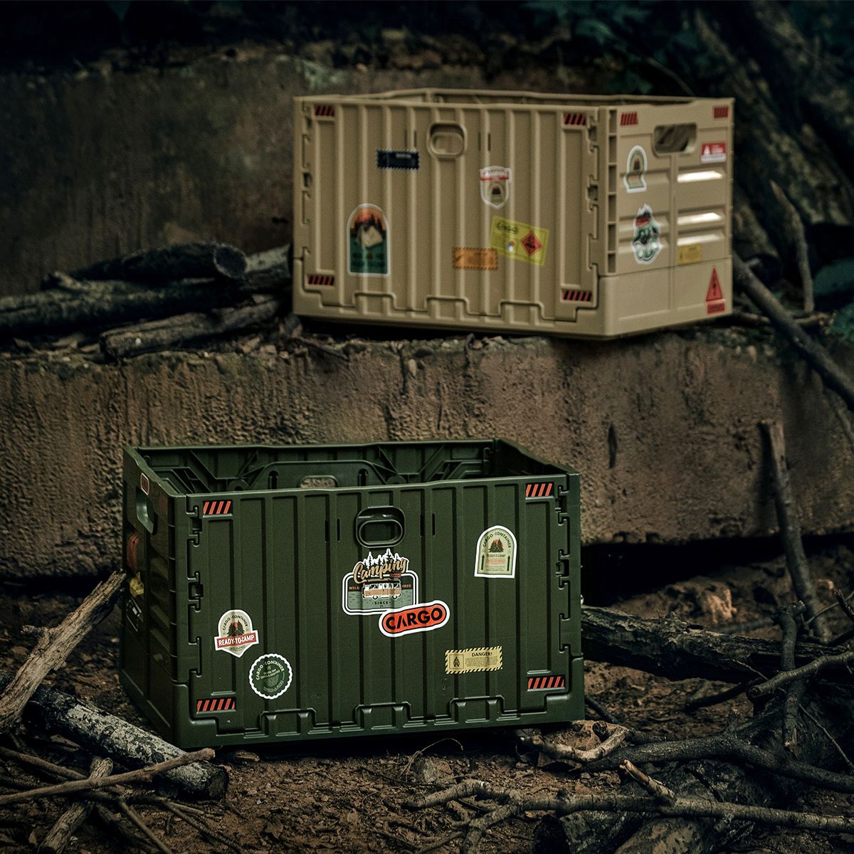 카고 컨테이너(CARGO CONTAINER) 시그니처 폴딩박스 (카키,베이지,블랙,그레이 /폴딩박스 상판 포함)
