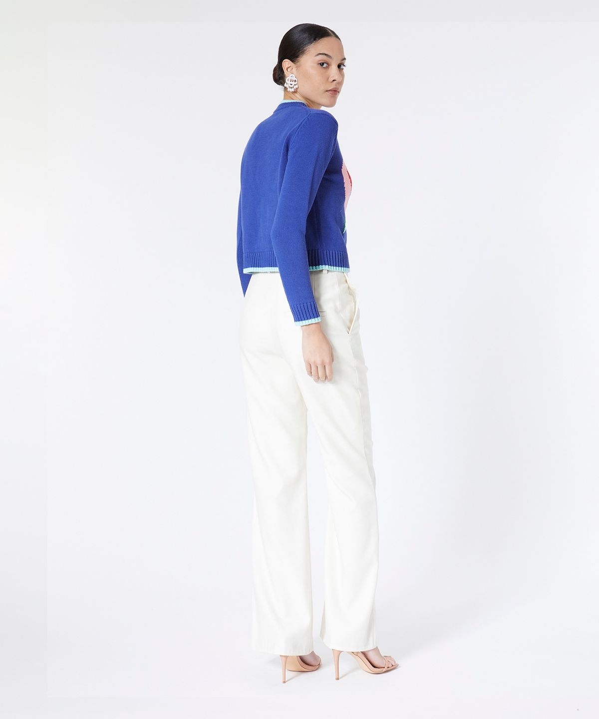 카사블랑카(CASABLANCA) (W) 르 푸브와르 데 플뢰르 인타시어 점퍼 블루 LE POUVOIR DES FLEURS INTARSIA JUMPER BLUE