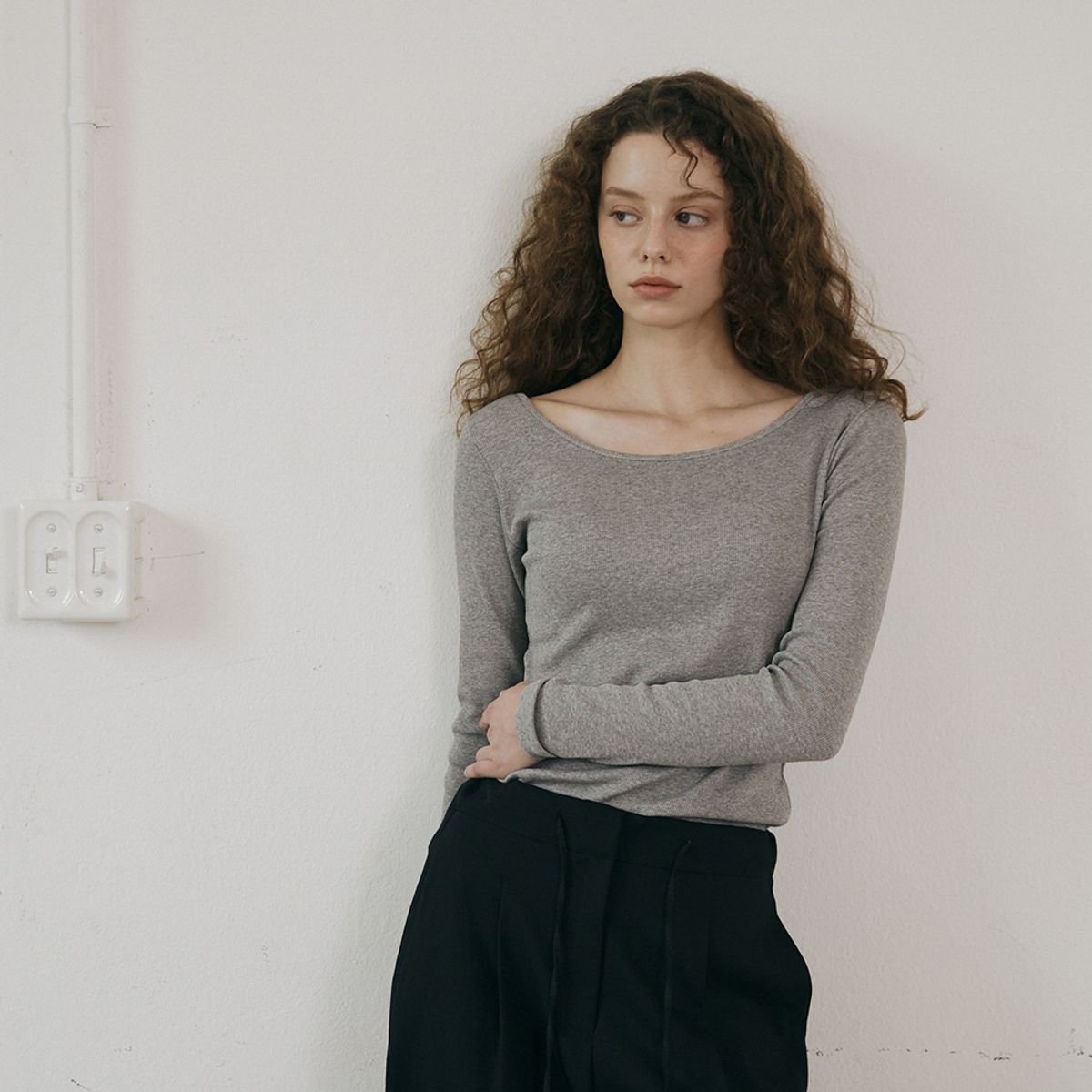 노우드(NOEUD) Boat neck t-shirt (Gray)
