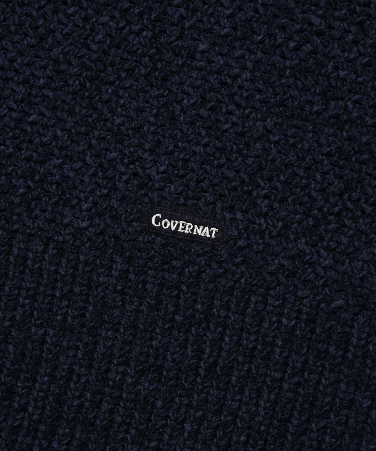 커버낫(COVERNAT) 벨벳 박스 어센틱 로고 크루넥 니트 네이비