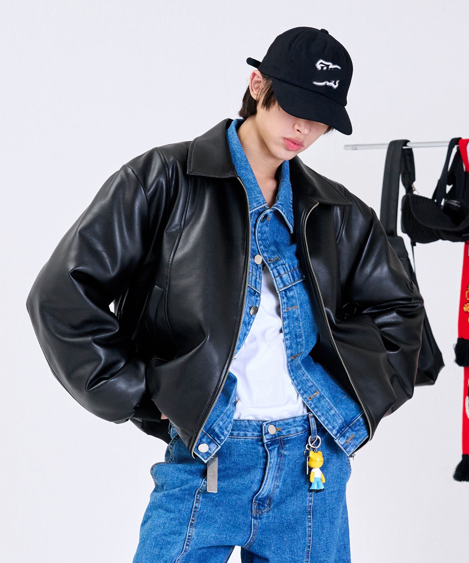 MUSINSA | LA MER MA MAISON STITCH LEATHER JUMPER BLACK