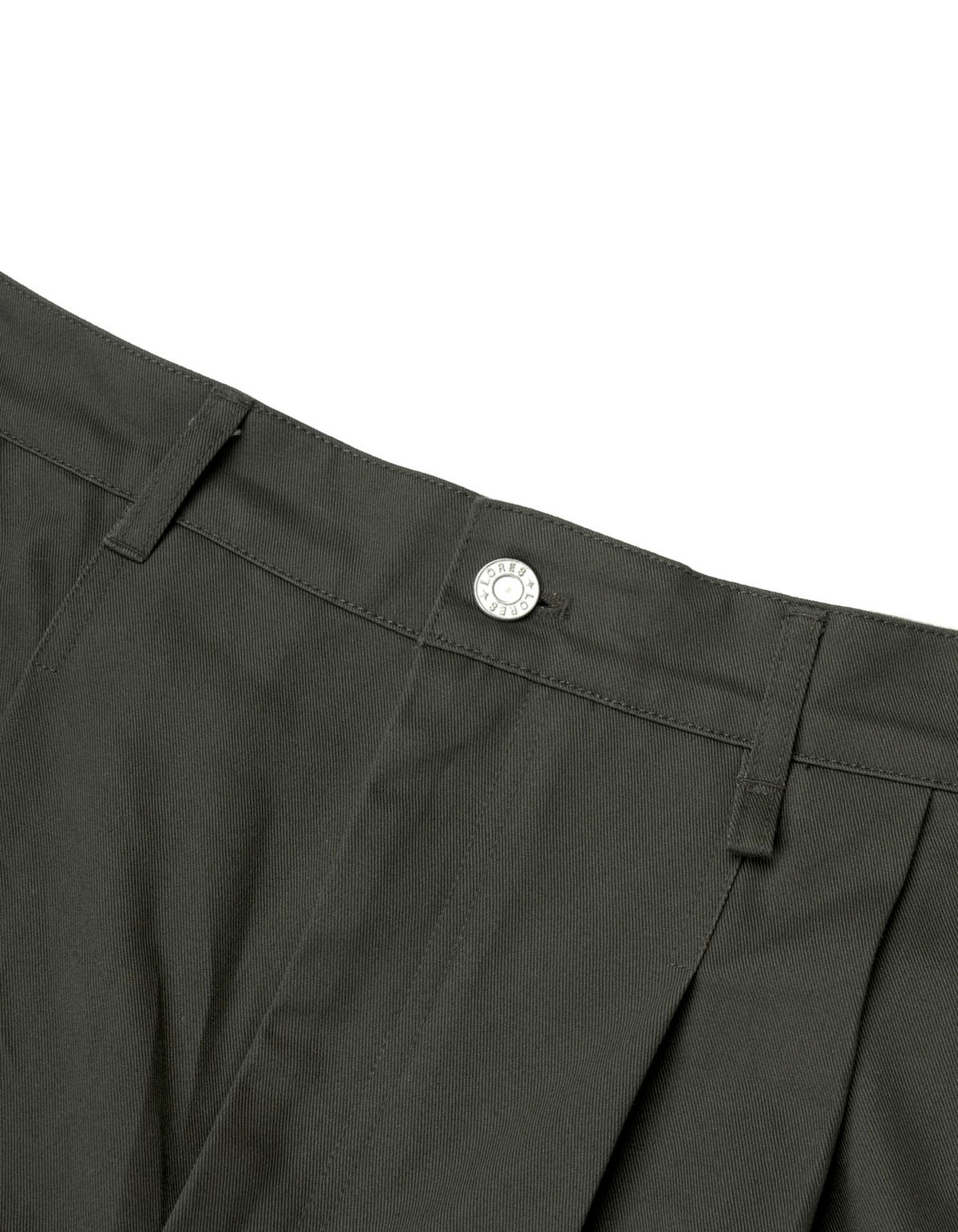 로어즈(LORES) Creased Wide Pants - Dark Olive