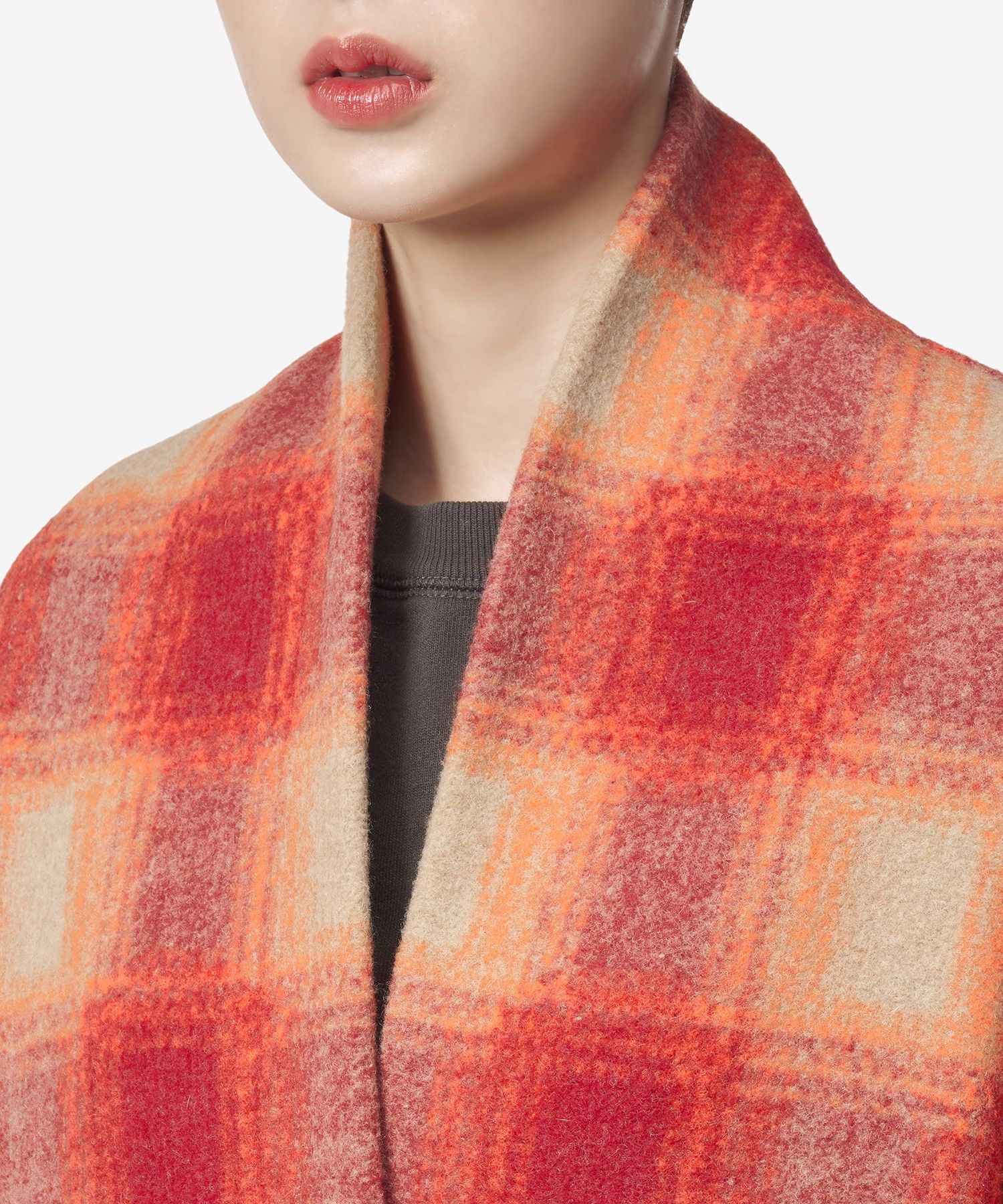 ★Isabel Marant★ Gabrielle Check Wool Coat Orange MA0019FAA MUSINSA | ISABEL MARANT Gabriel Checkered Wool Coat - Orange