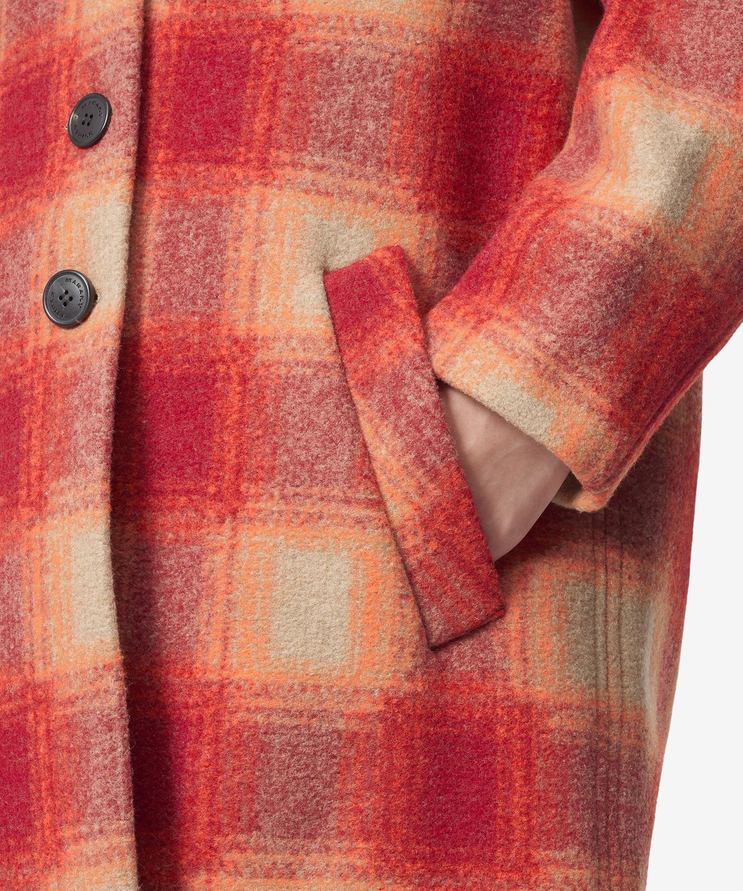 ★Isabel Marant★ Gabrielle Check Wool Coat Orange MA0019FAA MUSINSA | ISABEL MARANT Gabriel Checkered Wool Coat - Orange