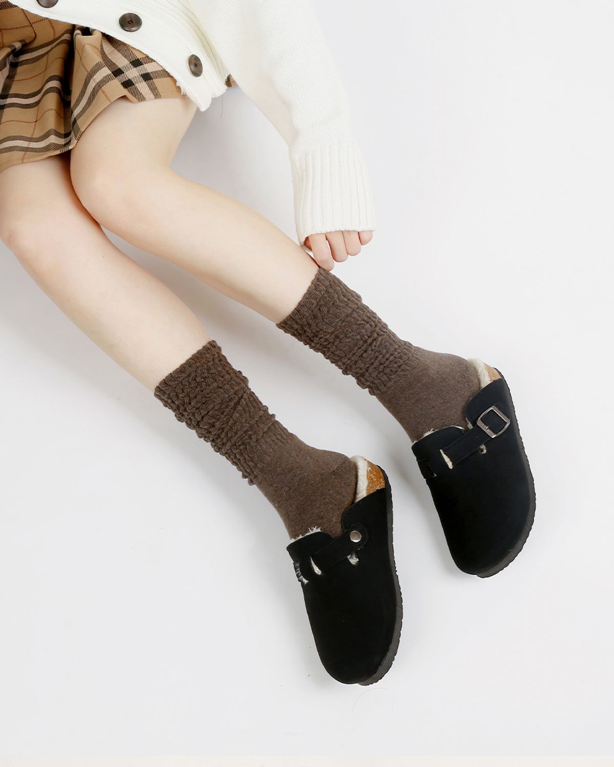 삭스에이(SOCKSA) [2켤레]U911 따뜻한 도톰 코지 골지 니트 롱 레그 워머 더블쿠션 156N 더블코튼 긴 양말 여자 보온 수족냉증 수면양말