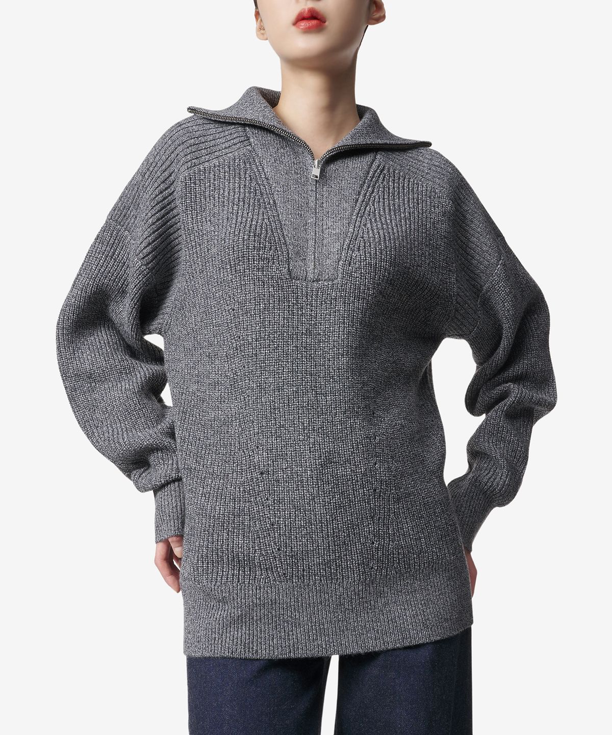 이자벨마랑(ISABEL MARANT) 베니 하프 집 울 니트 점퍼 - 앤트러사이트 / PU0080FAA3L80E02AN