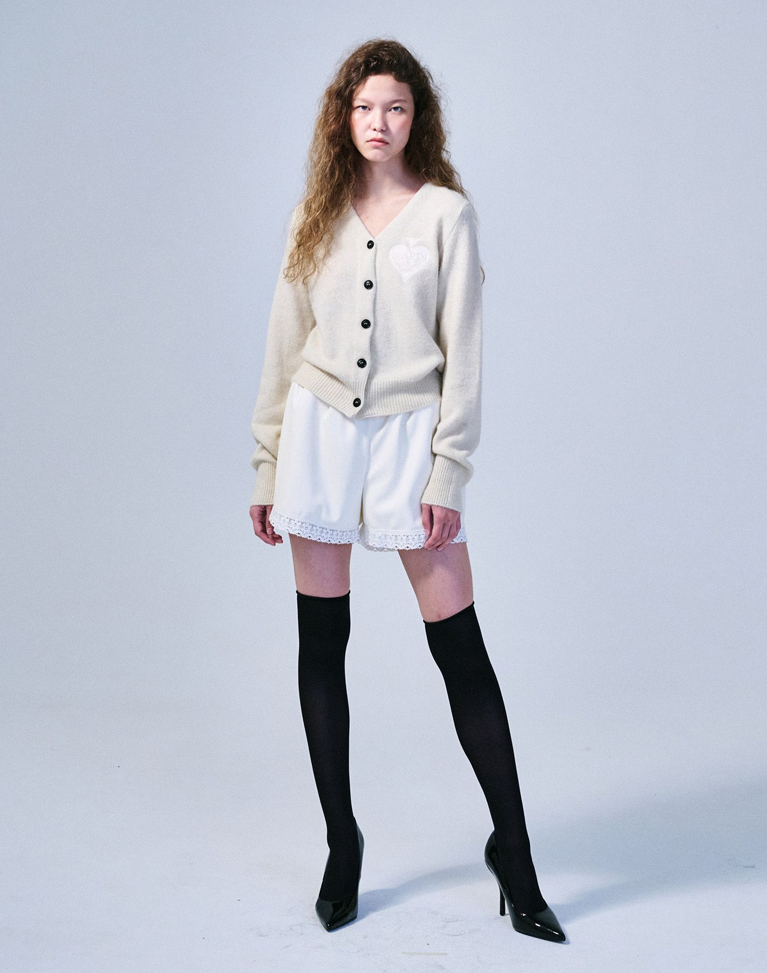 トップス Mardi Mercredi RACCOON BLENDED CARDIGAN RACCOON BLENDED CARDIGAN ROUND NECK SPADE_BABYBLUE - MARDI