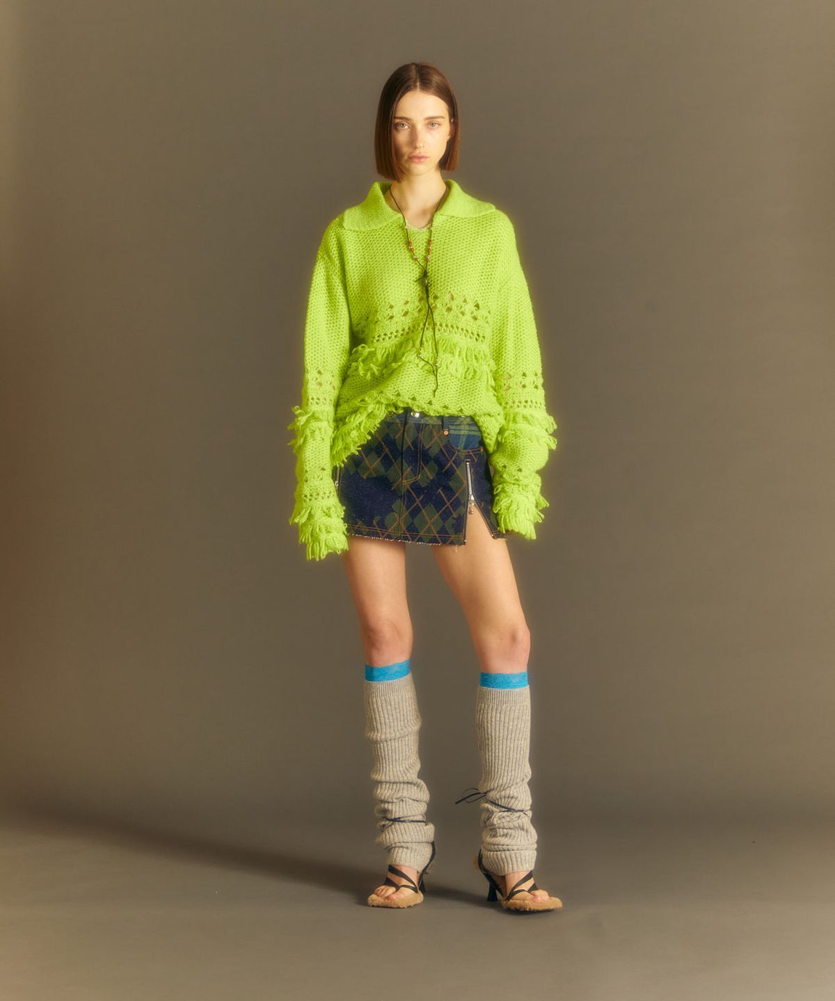앤더슨벨(ADSB ANDERSSON BELL) (에센셜) 시시 니트 레이스 레그워머 aaa344w(M.GREY)