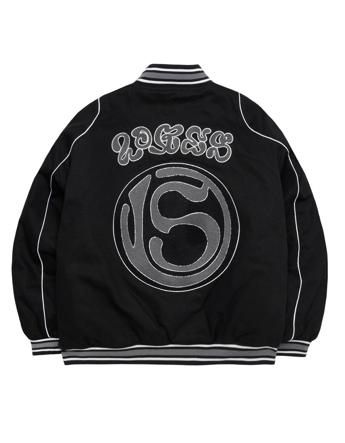 로어즈(LORES) Meditation Varsity Jacket - Black