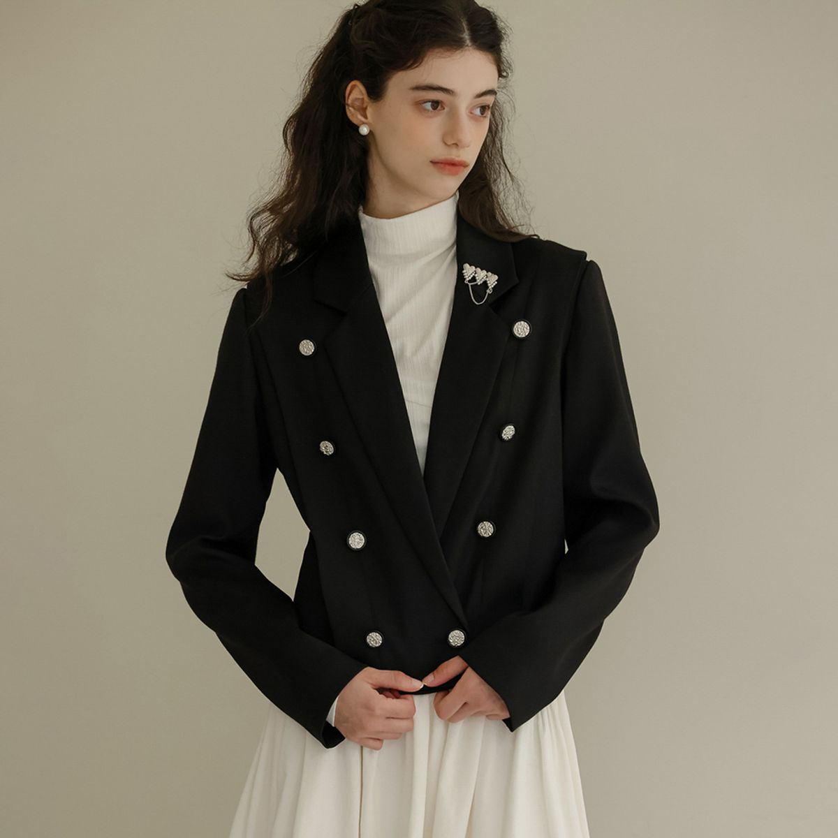 던드롭(DUNDROP) DD_Layered double button short jacket
