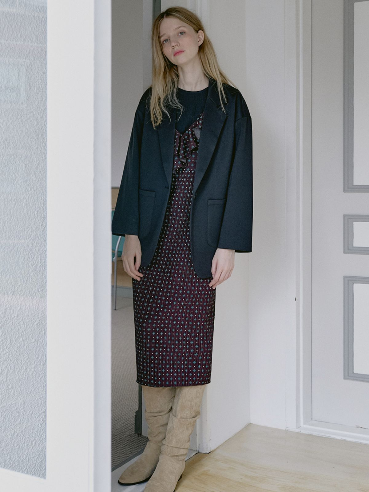 아방(AVANT-G) Herringbone Oversize Jacket - BLACK