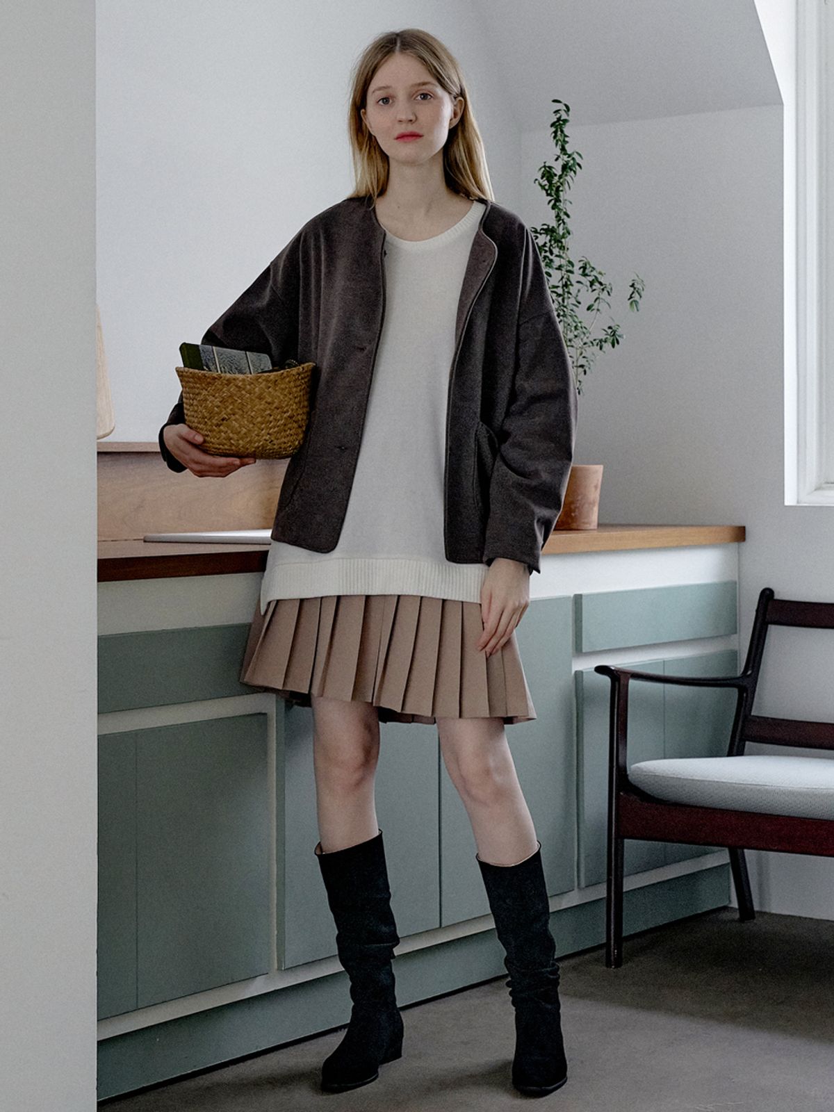 아방(AVANT-G) Overfit Round TR Jacket - BROWN