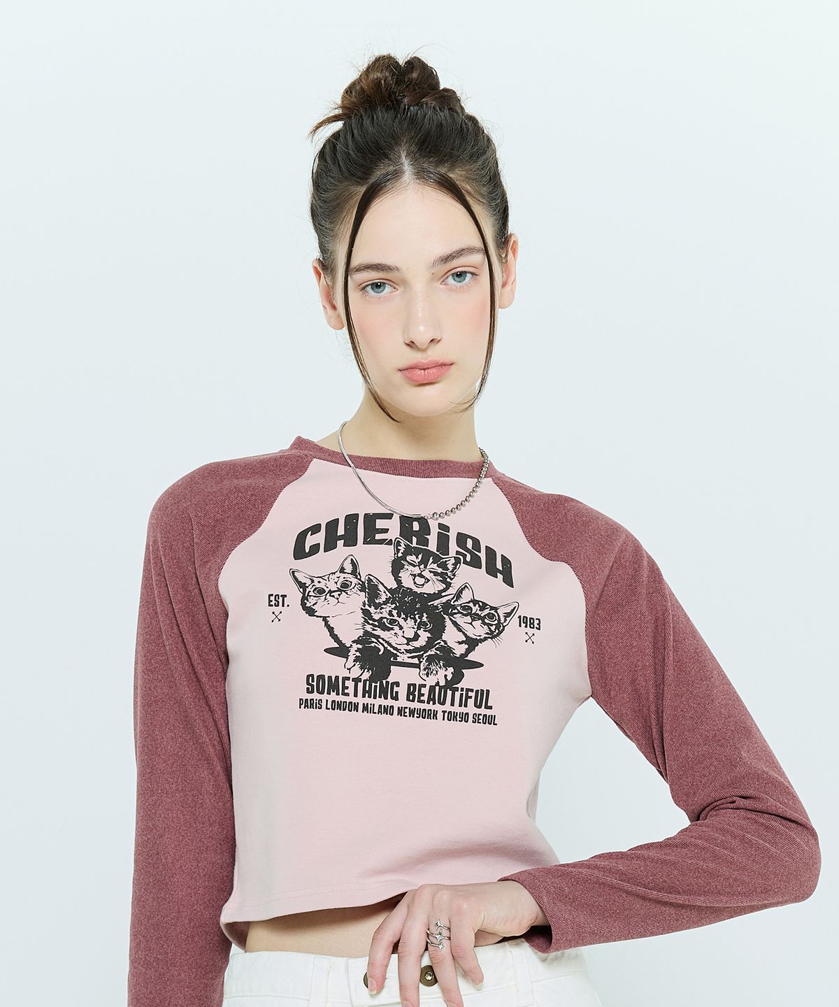 라티젠(LARTIGENT) L6 CAT RAGLAN T-SHIRT(PINK)