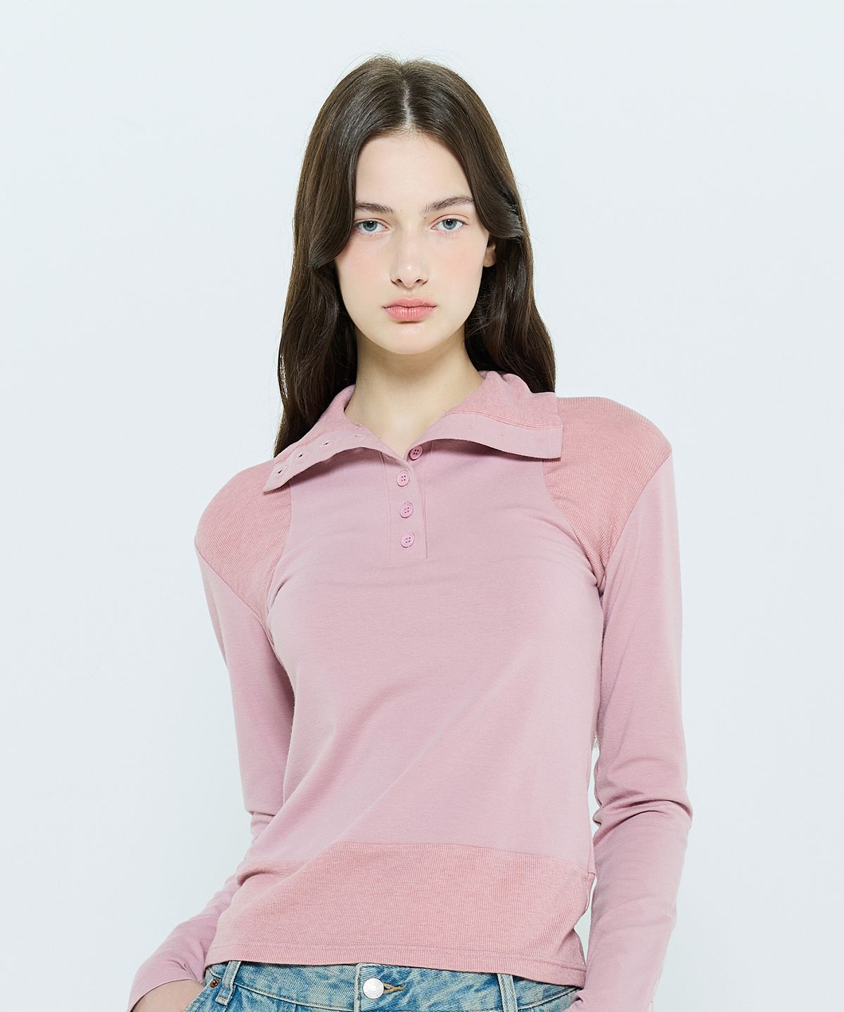라티젠(LARTIGENT) L6 BUTTON T-SHIRT(PINK)
