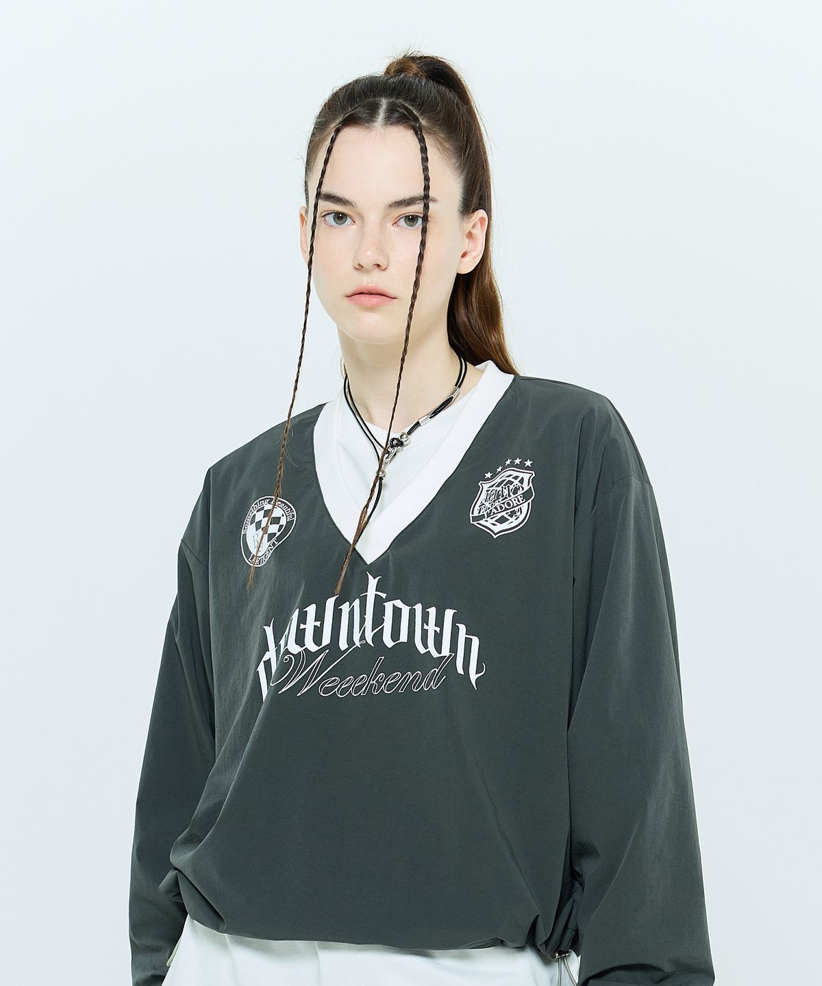 라티젠(LARTIGENT) L6 STRING NYLON PULLOVER(CHARCOAL)
