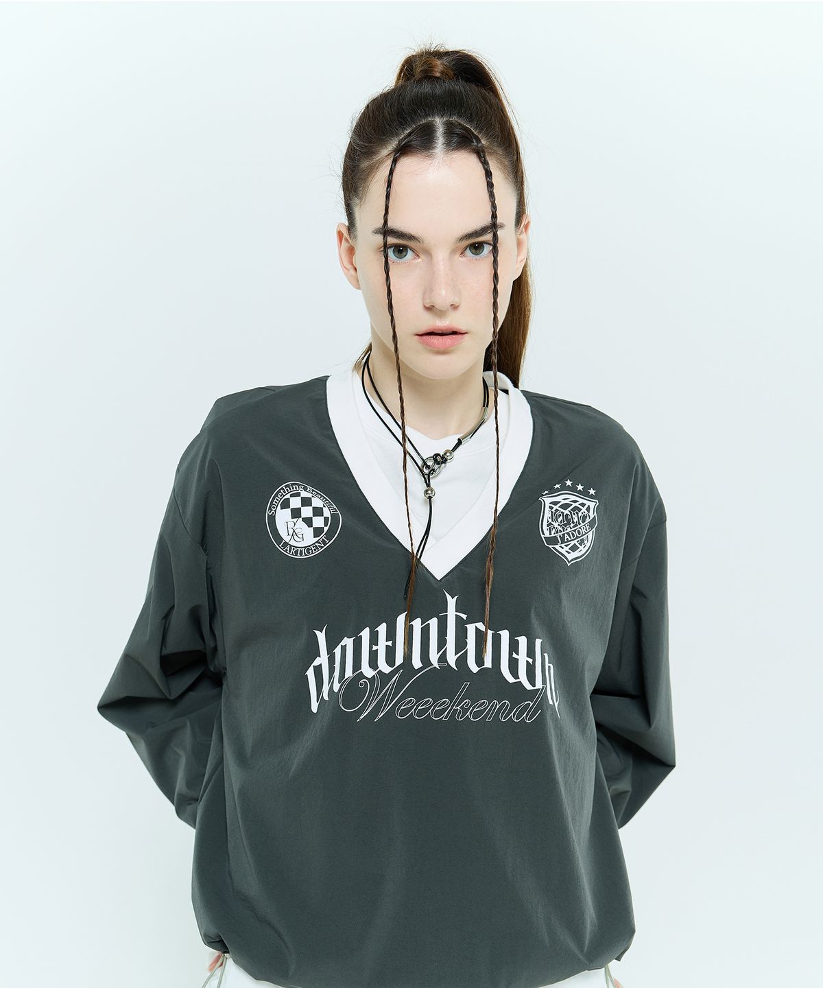 라티젠(LARTIGENT) L6 STRING NYLON PULLOVER(CHARCOAL)