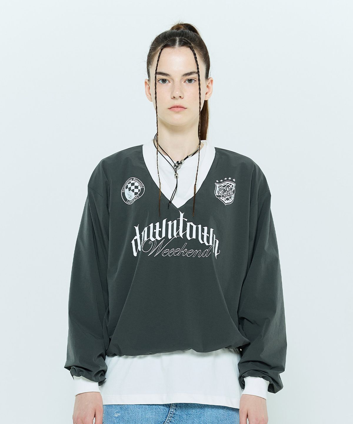 라티젠(LARTIGENT) L6 STRING NYLON PULLOVER(CHARCOAL)