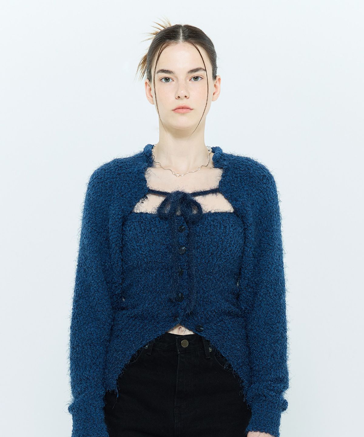 라티젠(LARTIGENT) L6 BOLERO & BUSTIER KNIT SET(BLUE)
