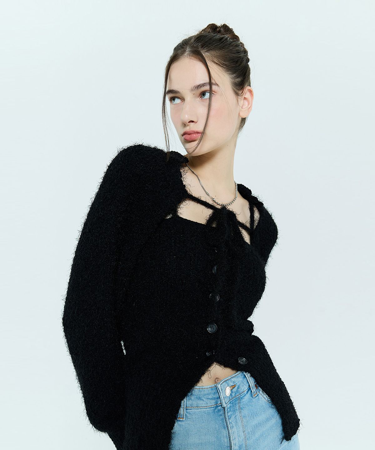 라티젠(LARTIGENT) L6 BOLERO & BUSTIER KNIT SET(BLACK)