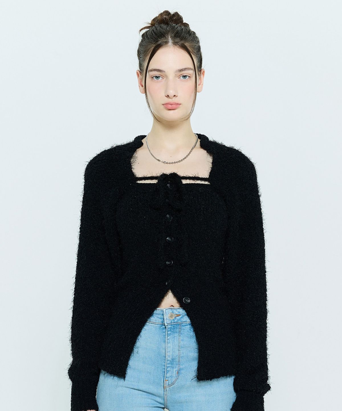 라티젠(LARTIGENT) L6 BOLERO & BUSTIER KNIT SET(BLACK)