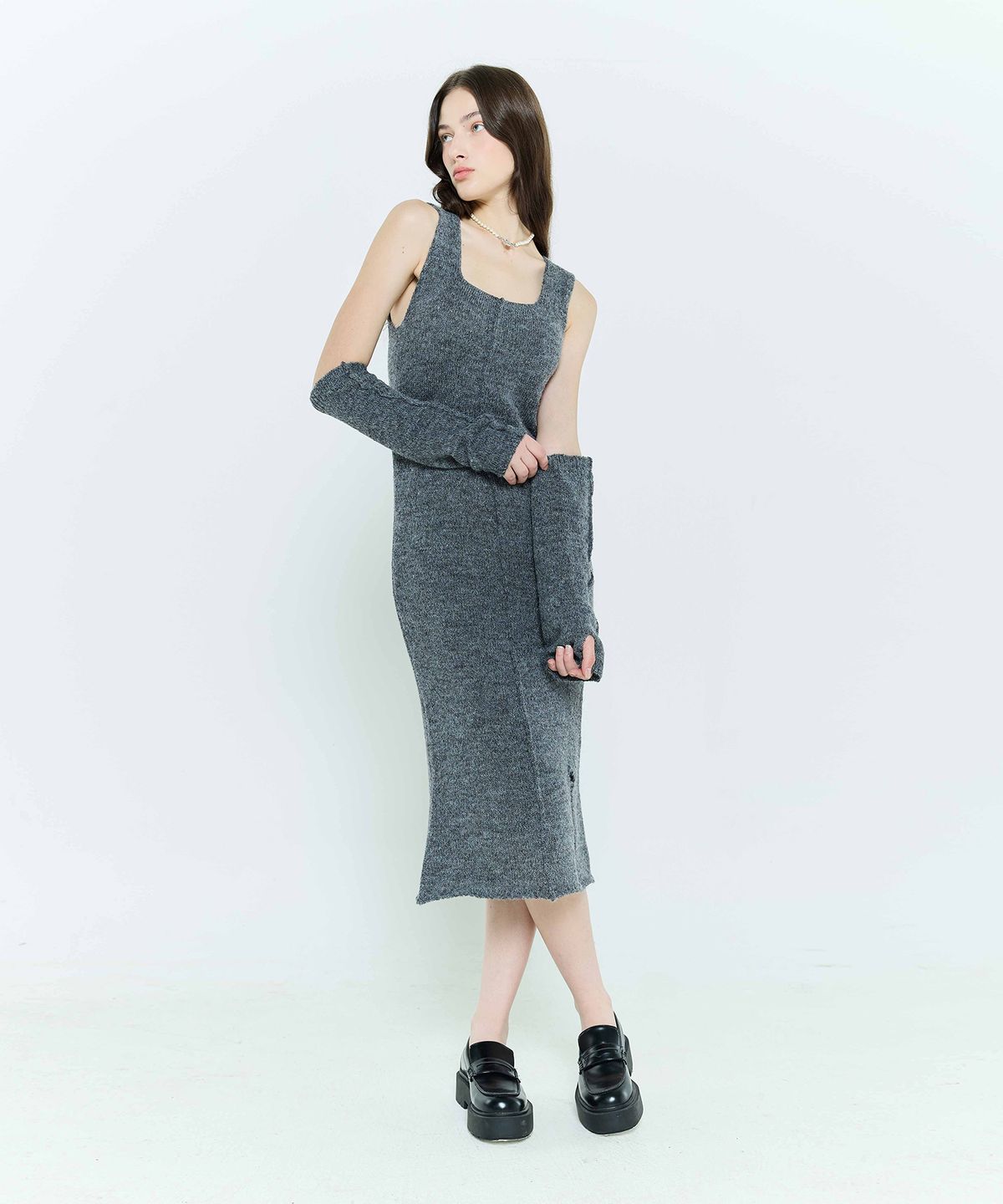 라티젠(LARTIGENT) L6 MAXI KNIT DRESS SET(CHARCOAL)
