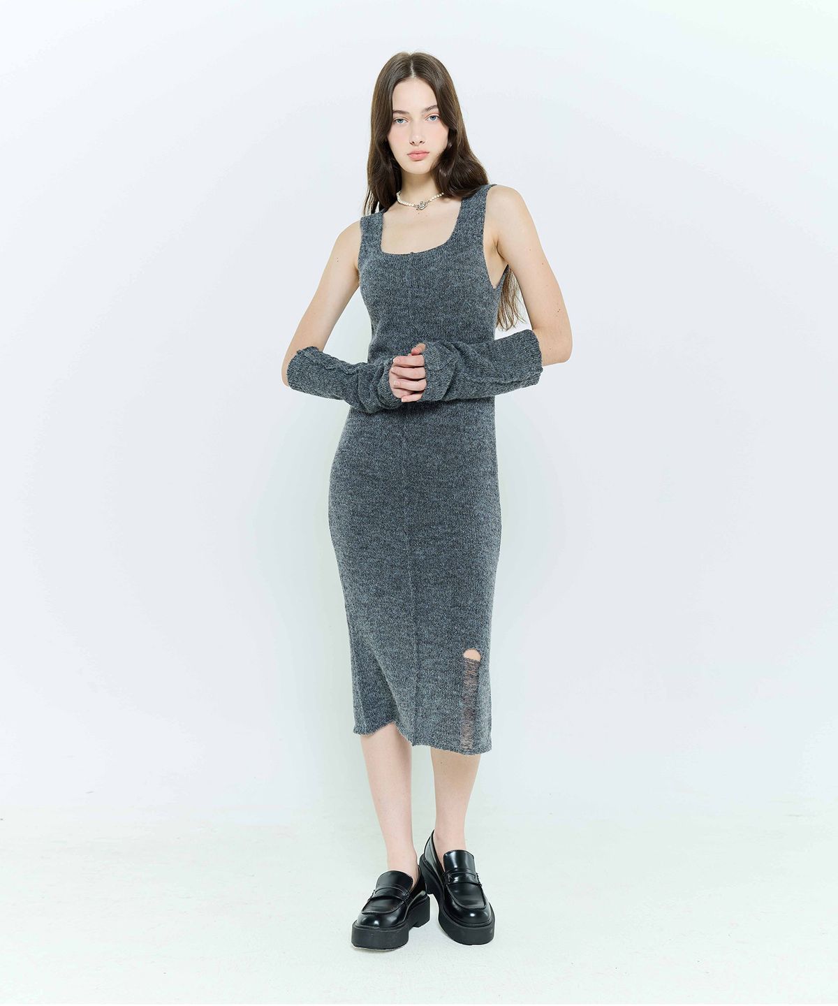 라티젠(LARTIGENT) L6 MAXI KNIT DRESS SET(CHARCOAL)