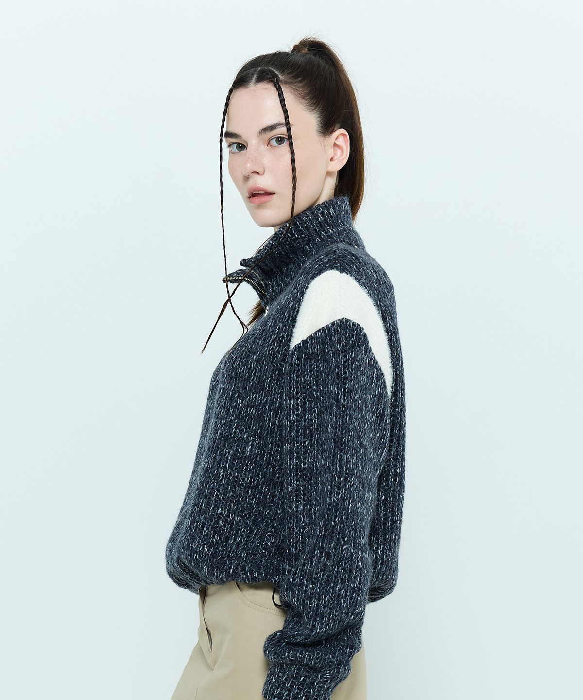 라티젠(LARTIGENT) L6 COLORBLOCK HALF ZIP KNIT(NAVY)