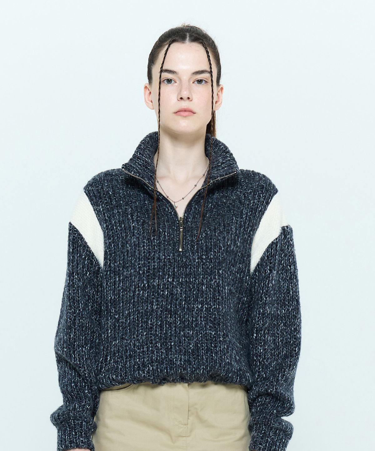 라티젠(LARTIGENT) L6 COLORBLOCK HALF ZIP KNIT(NAVY)