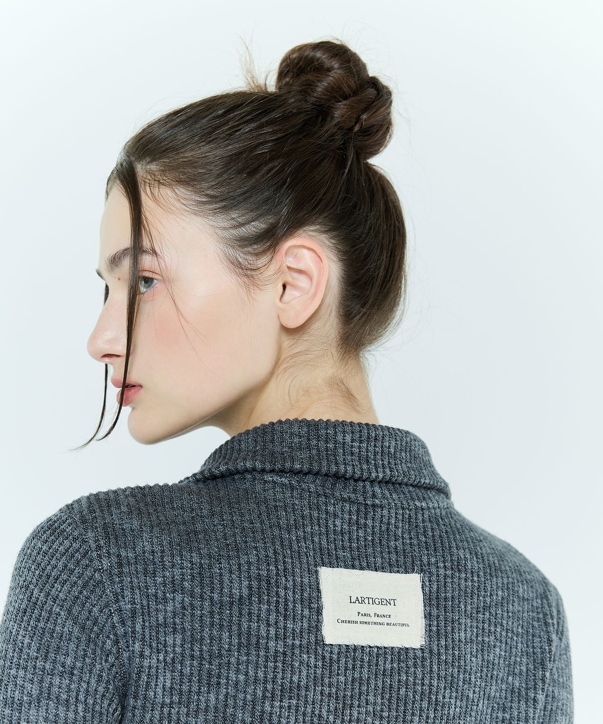 라티젠(LARTIGENT) L6 DENIM POCKET KNIT ZIPUP(CHARCOAL)