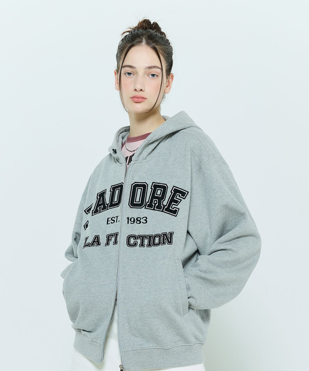 라티젠(LARTIGENT) L6 BUTTON HOODIE ZIPUP(GRAY)