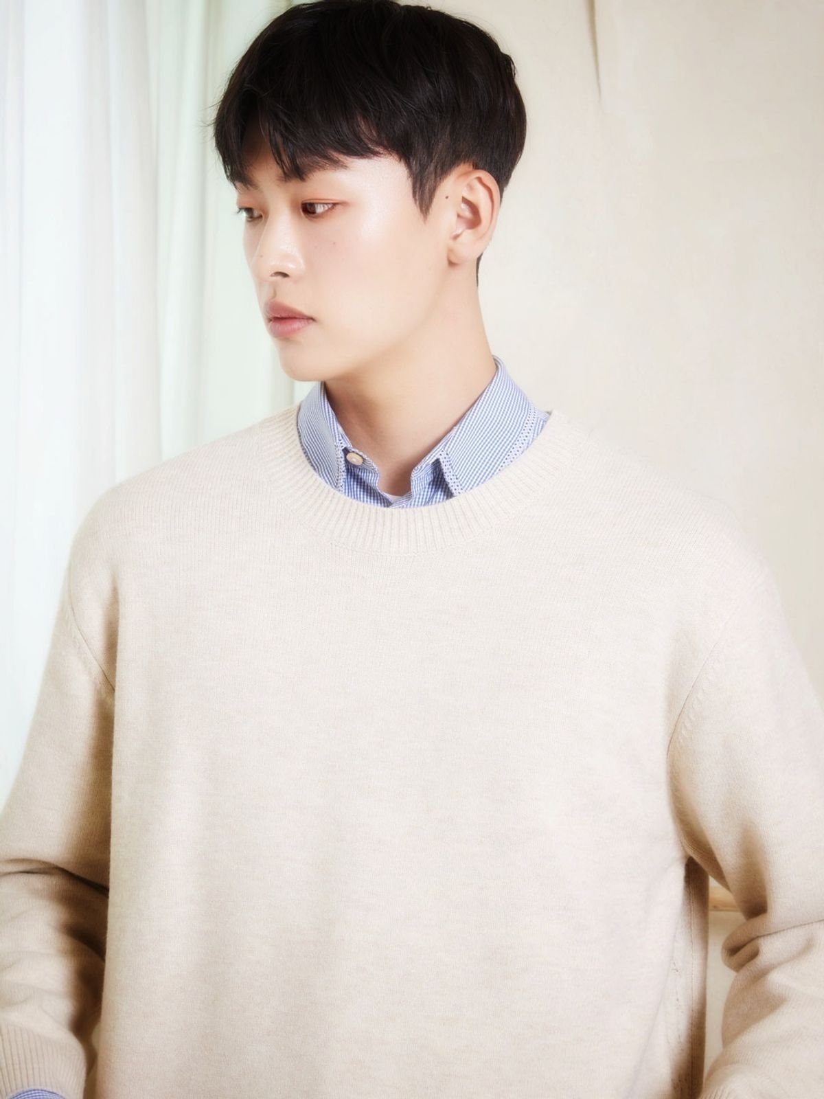 아이홀릭 캐시미어(AYIHOLIC CASHMERE) 캐시라이크 라운드 케이블 니트   오트밀  #5 COLOR