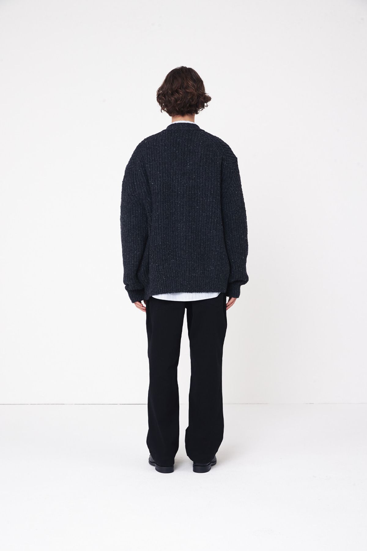 홀리선(HORLISUN) Eliot Low Gauge Knit Cardigan Melange Charcoal