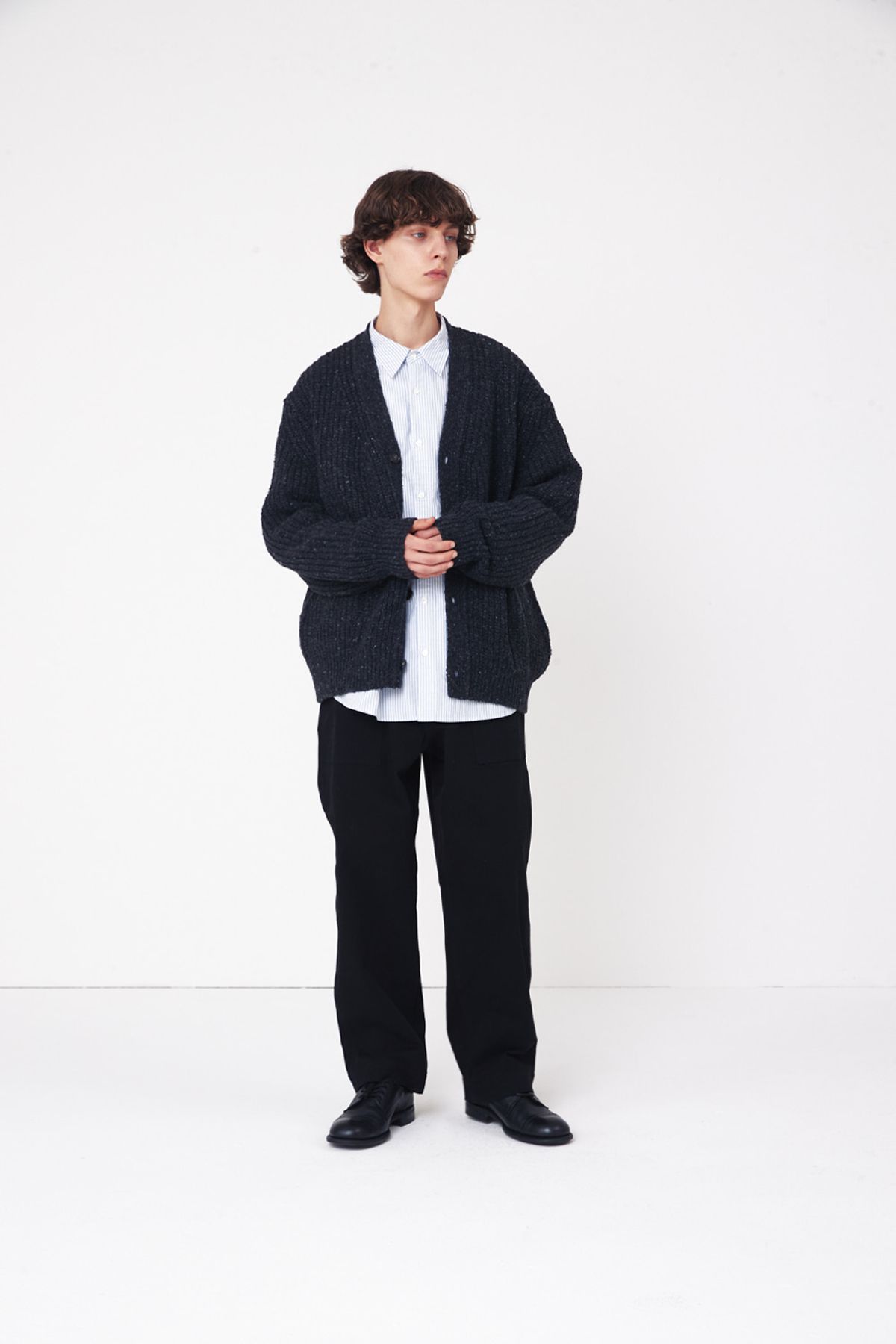 홀리선(HORLISUN) Eliot Low Gauge Knit Cardigan Melange Charcoal