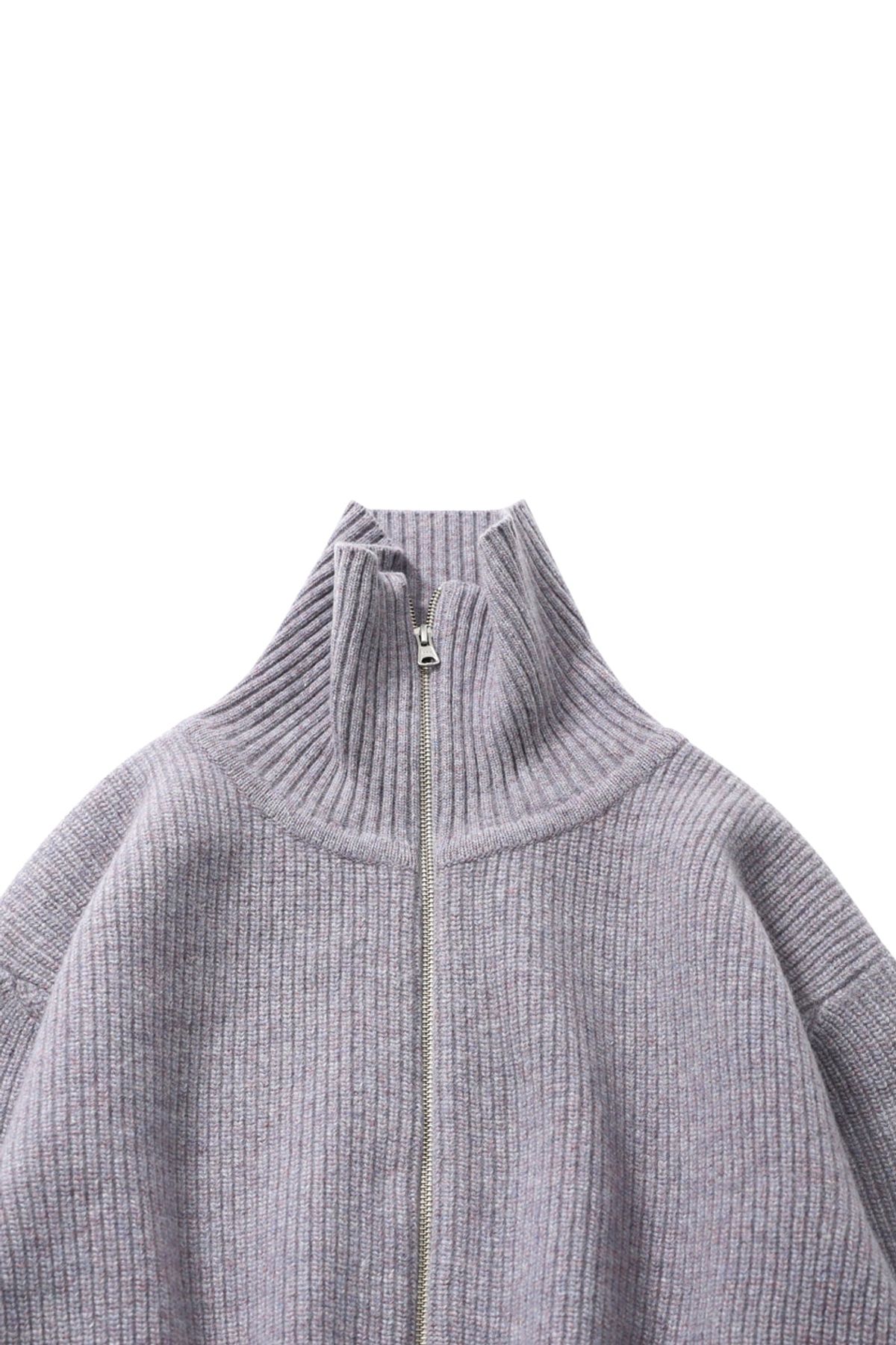 홀리선(HORLISUN) Marshall Full Zip Up Rib Knit Multi Lavender