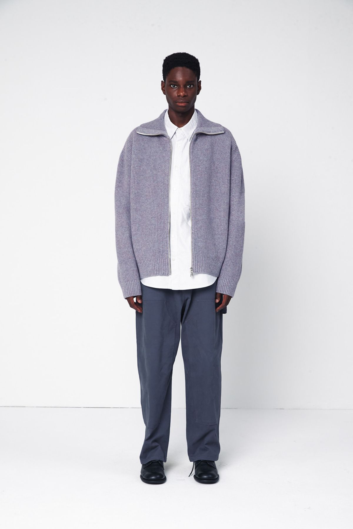 홀리선(HORLISUN) Marshall Full Zip Up Rib Knit Multi Lavender