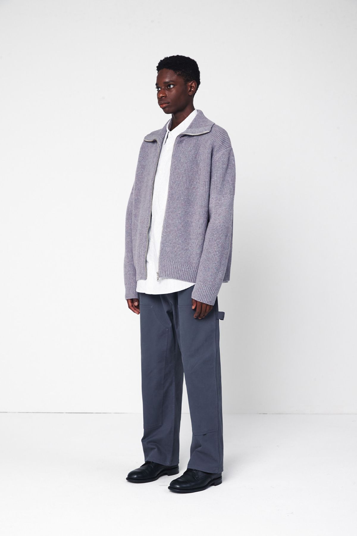 홀리선(HORLISUN) Marshall Full Zip Up Rib Knit Multi Lavender