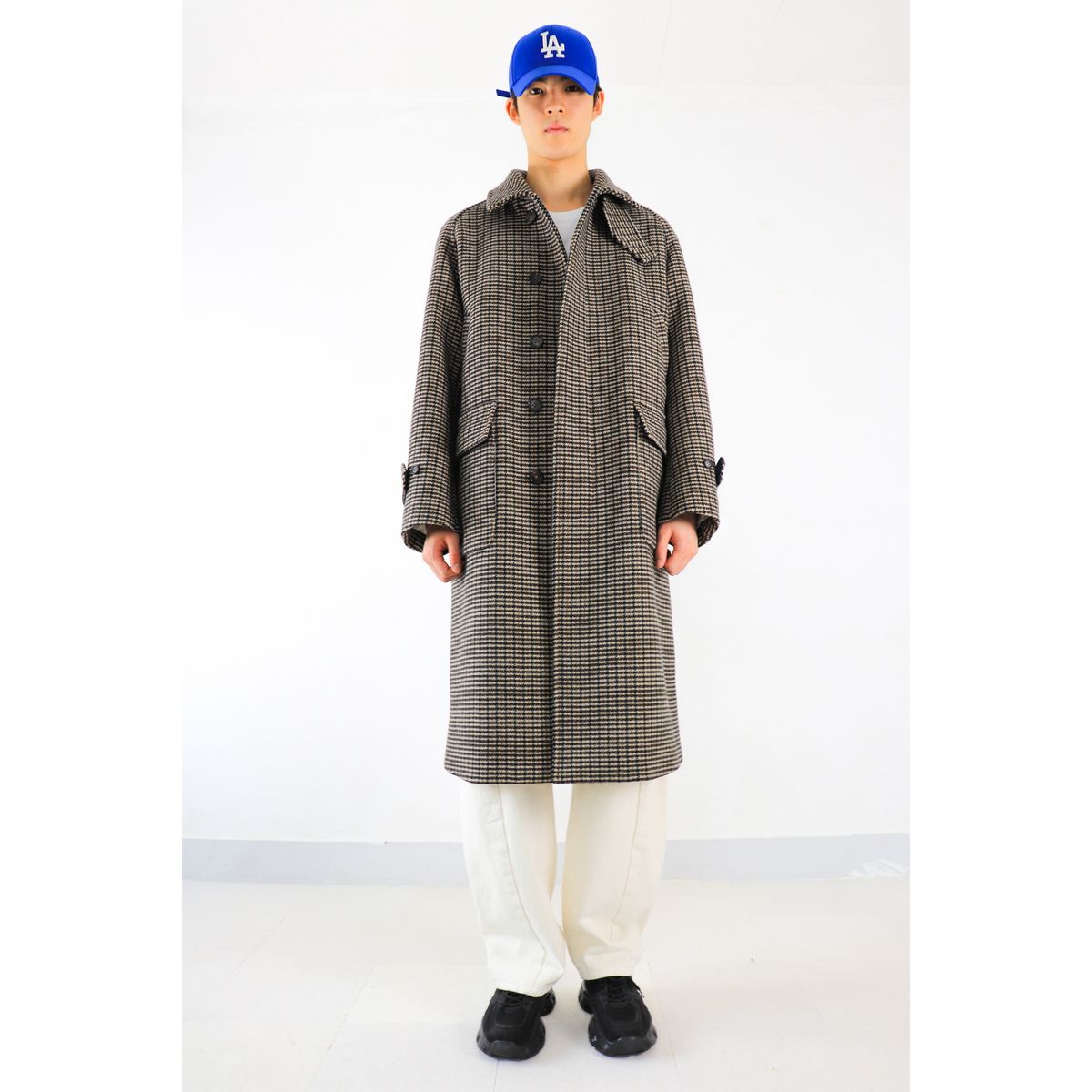 버튼서울(BUTTON SEOUL) 프리미엄 퓨어 울 발마칸 체크 코트