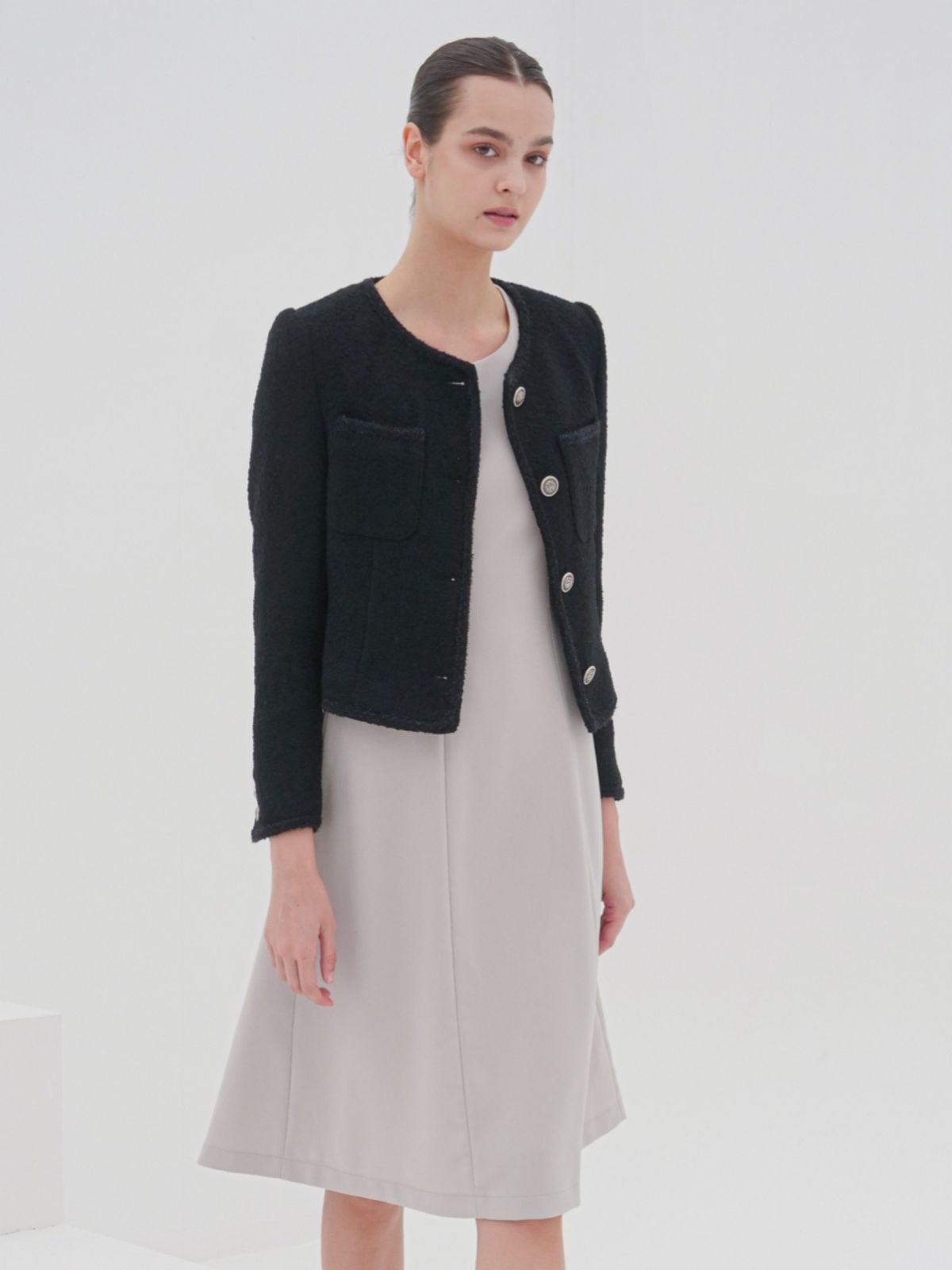 아쿠드(ACUD) Chain Detail Slim Dress _Beige