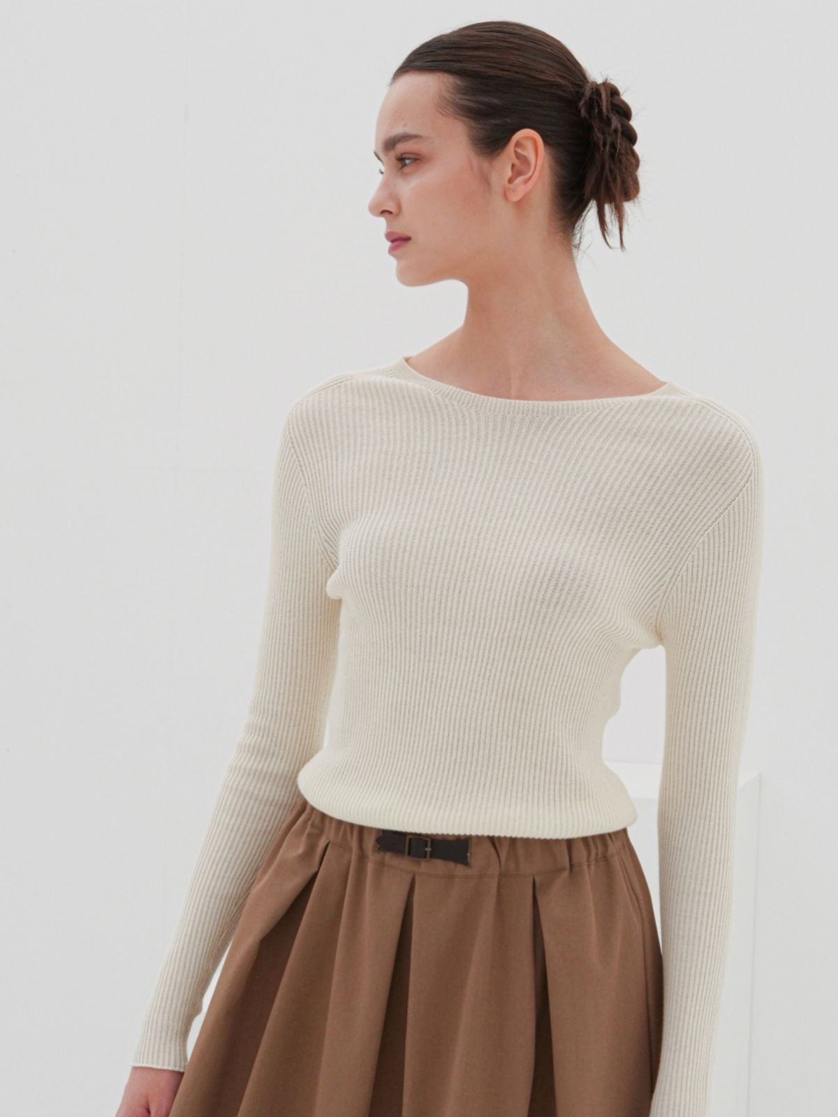 아쿠드(ACUD) Round Neck Ribbed Knit _Ivory