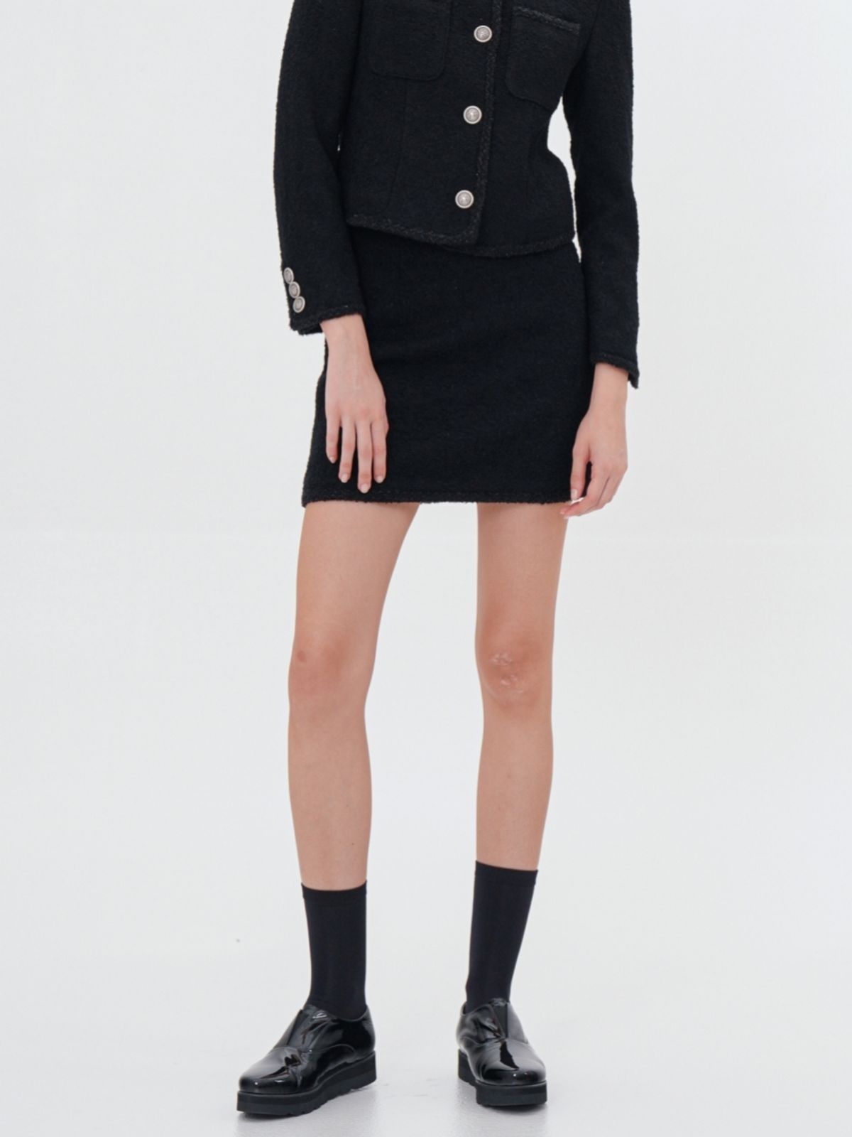아쿠드(ACUD) Alpaca Tweed Mini Skirt _Black