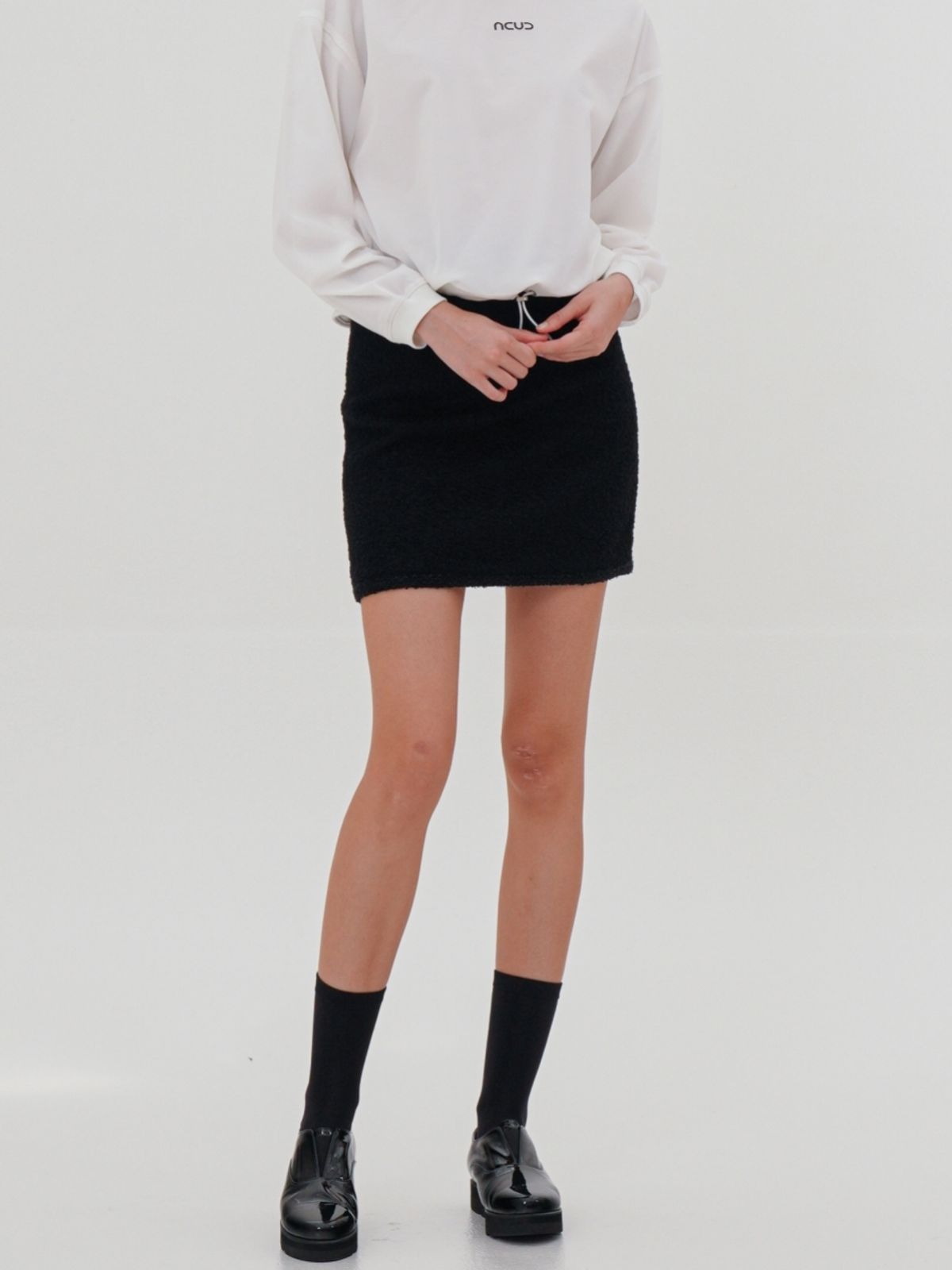 아쿠드(ACUD) Alpaca Tweed Mini Skirt _Black