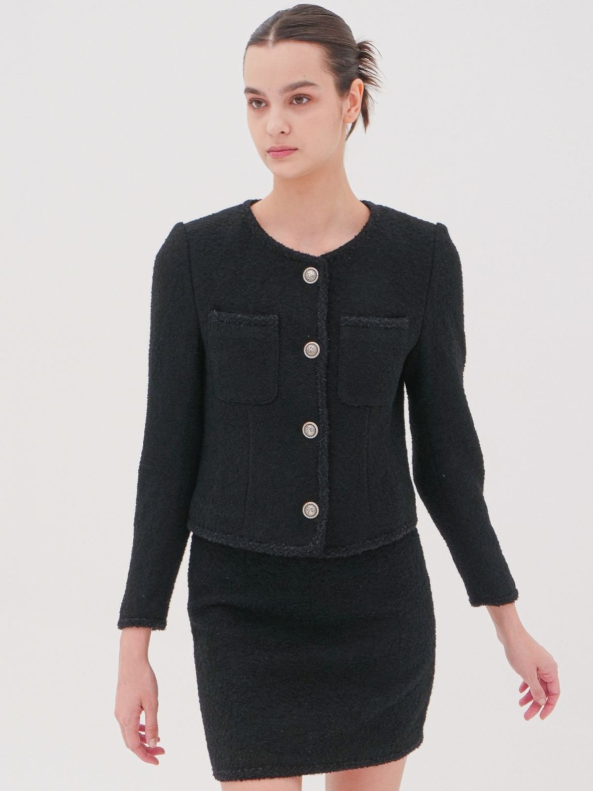 아쿠드(ACUD) Alpaca Tweed Mini Skirt _Black