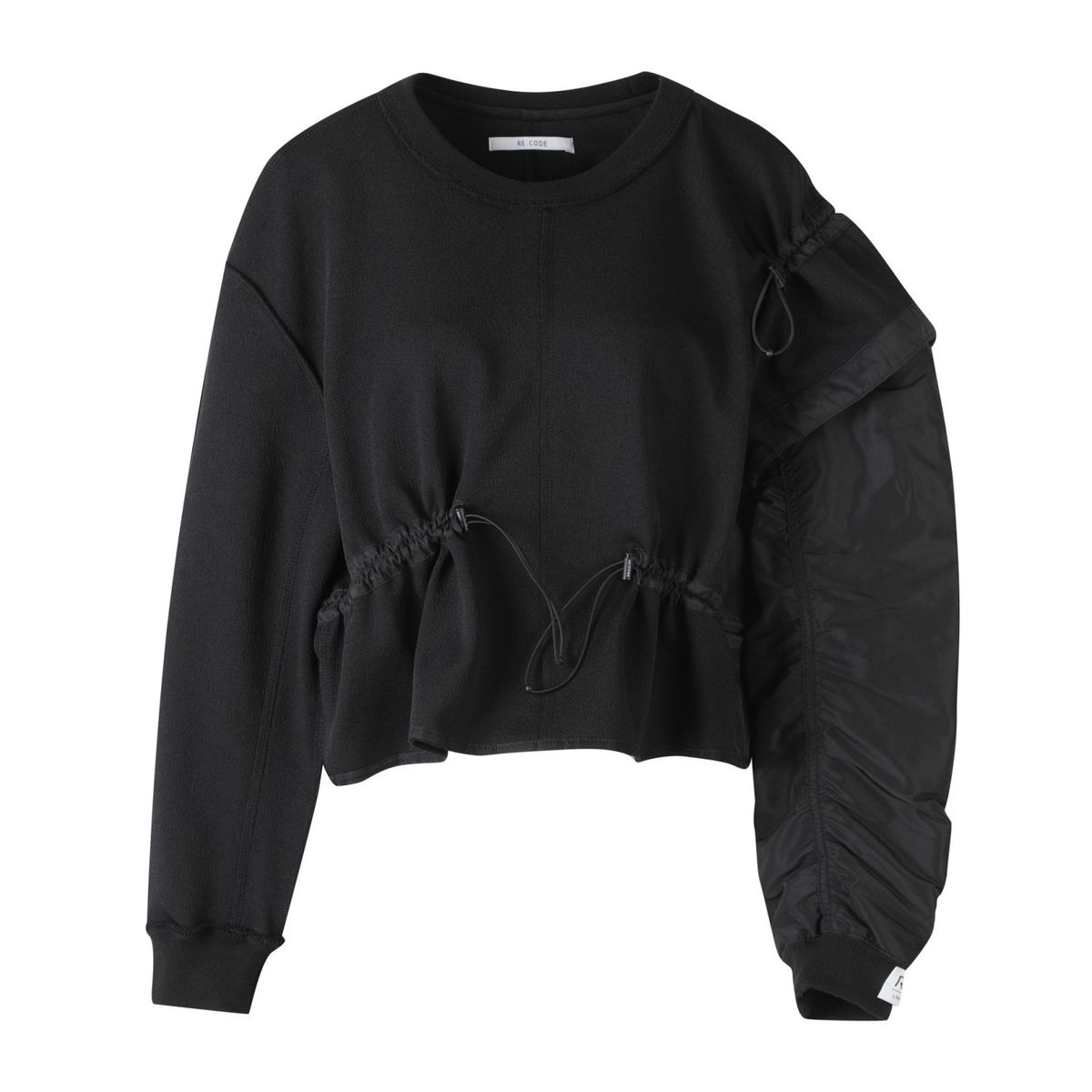 래코드(RECODE) Unbalanced Bomber Sleeve Sweatshirts_RQTAA23510BKX