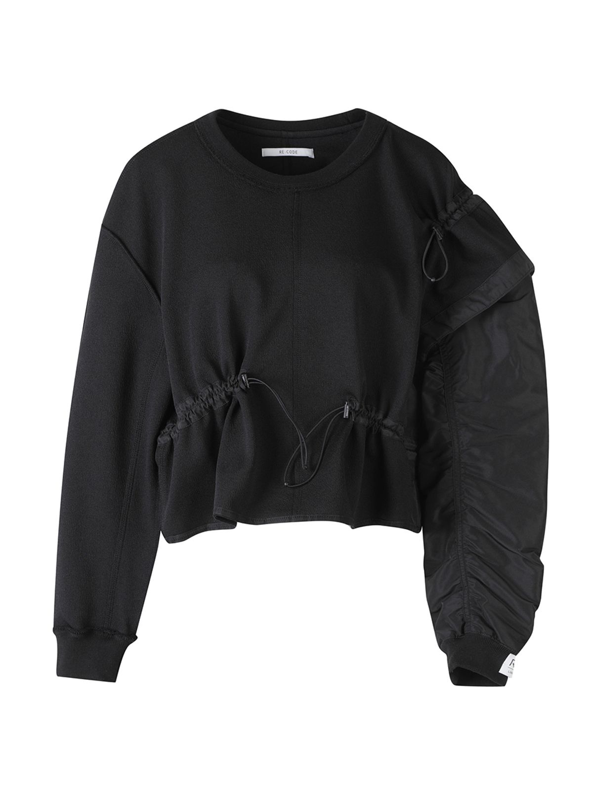 래코드(RECODE) Unbalanced Bomber Sleeve Sweatshirts_RQTAA23510BKX