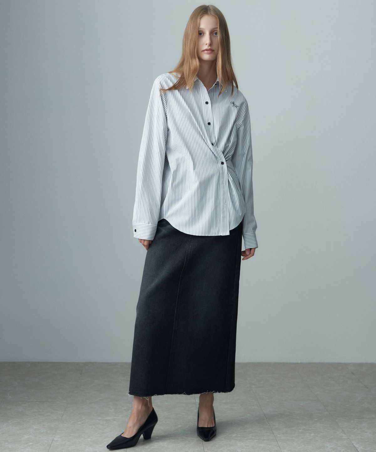 리이(RE RHEE) 3WAY STRIPE EMBROIDERED SHIRTS