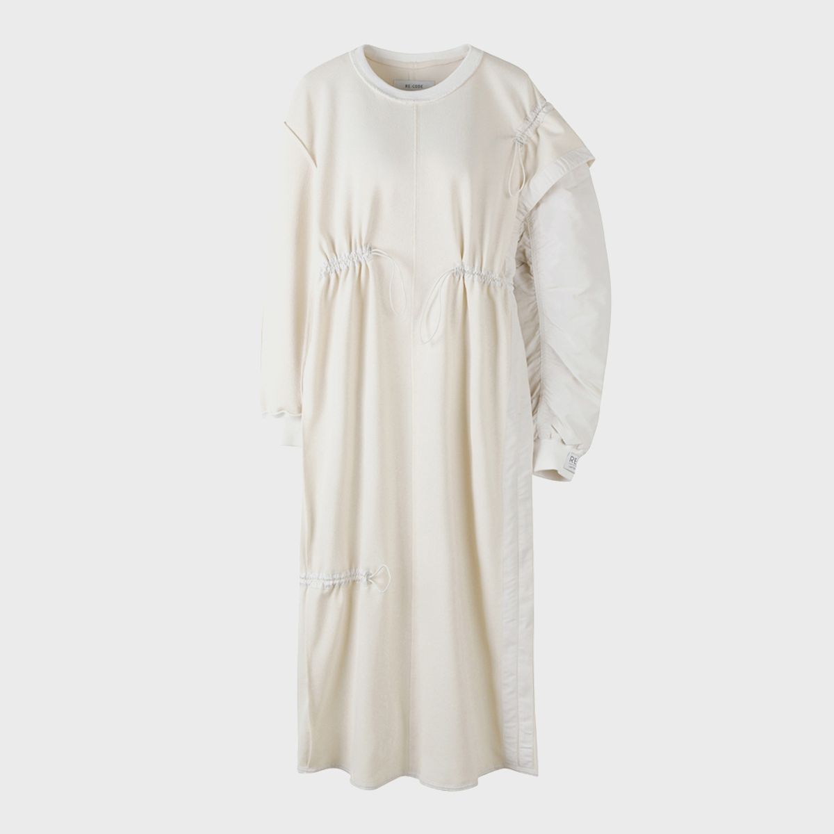 래코드(RECODE) Unbalanced Bomber Sleeve Long Dress_RQDAA23513IVX