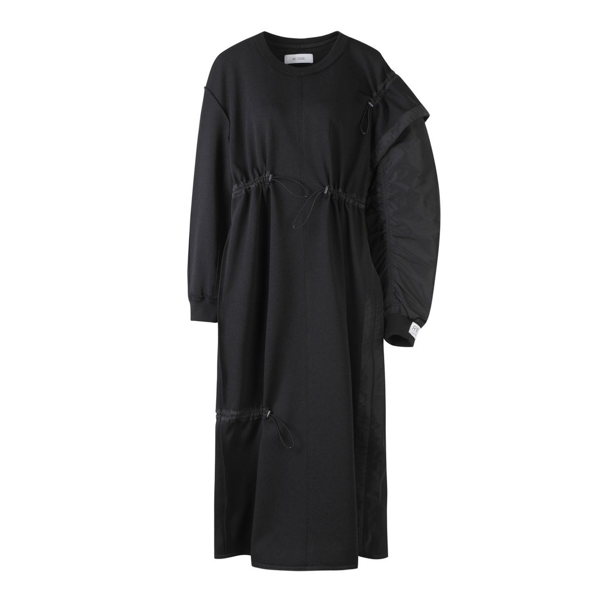 래코드(RECODE) Unbalanced Bomber Sleeve Long Dress_RQDAA23513BKX