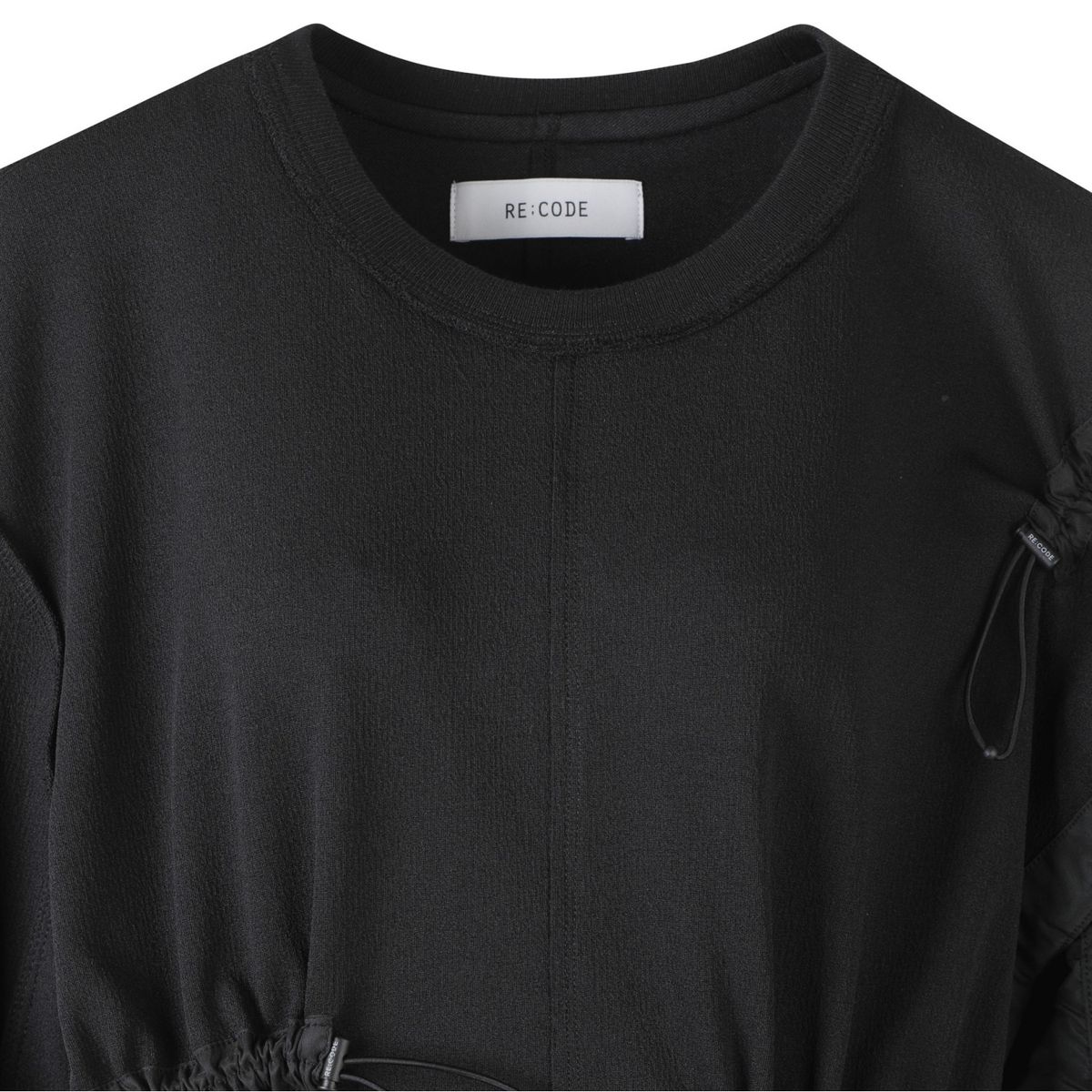 래코드(RECODE) Unbalanced Bomber Sleeve Long Dress_RQDAA23513BKX