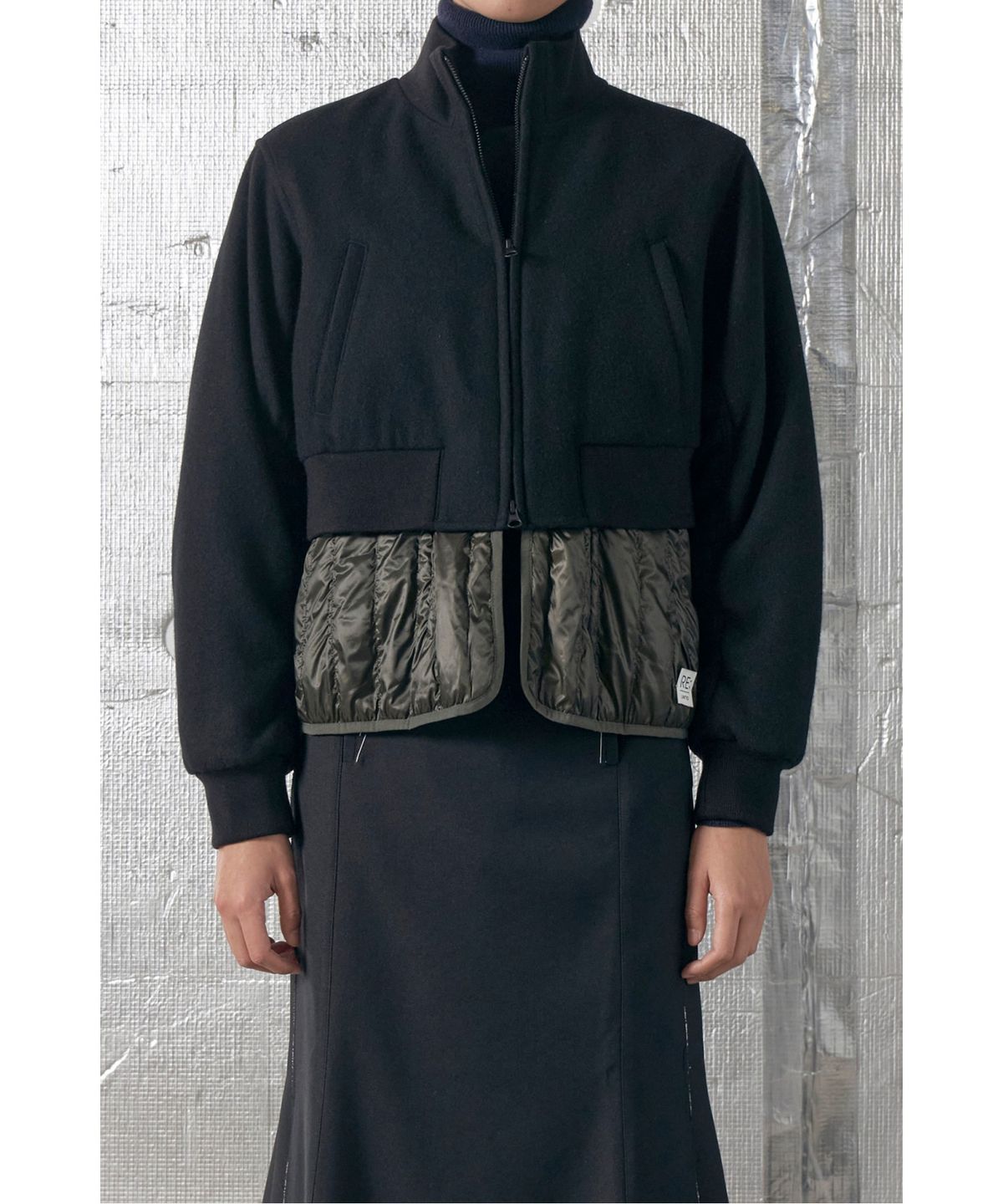 래코드(RECODE) Wool Mixed Bomber Jumper_RQUAW23525BKX